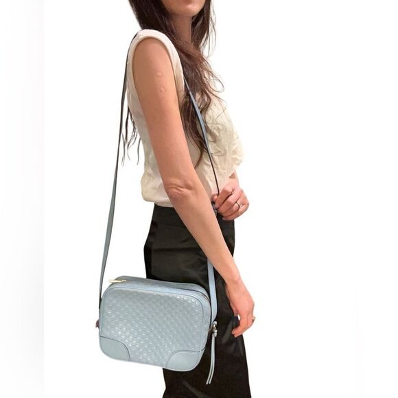 Gucci Micro GG Monogram Blue Leather Crossbody Bag - Picture 13 of 14